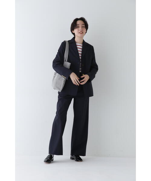 human woman(ヒューマンウーマン)の「◆Pレーヨン麻ポプリンテーラードジャケット(テーラードジャケット・レディース・ベージュ系その他2/ネイビー・MEDIUM)」の21枚目の写真