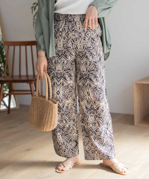 Howdy Marie（ハウディ―マリー）の「Howdy Marie インドファブリック 綿麻ワイドパンツ（その他パンツ・レディース・ブラック系2/ブラック系1/ブラック系3/キナリ・M/L）」の3枚目の写真