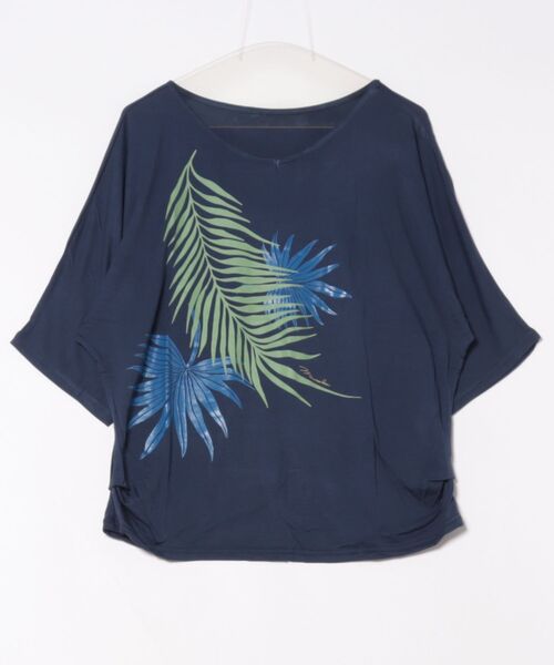 Maunaloa（マウナロア）の「【Maunaloa】パームリーフドルマントップス（Tシャツ/カットソー・レディース・ベージュ/ネイビー/ブラック・L/M）」の3枚目の写真
