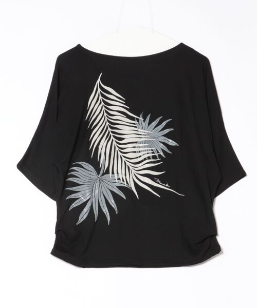 Maunaloa（マウナロア）の「【Maunaloa】パームリーフドルマントップス（Tシャツ/カットソー・レディース・ベージュ/ネイビー/ブラック・L/M）」の4枚目の写真