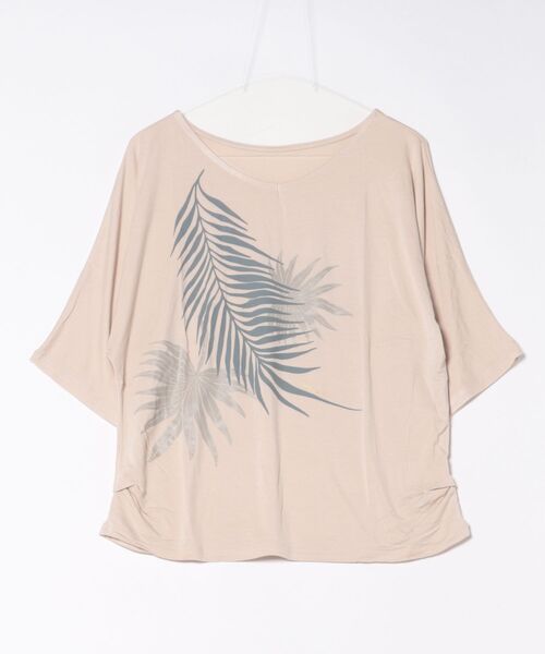 Maunaloa（マウナロア）の「【Maunaloa】パームリーフドルマントップス（Tシャツ/カットソー・レディース・ベージュ/ネイビー/ブラック・L/M）」の5枚目の写真