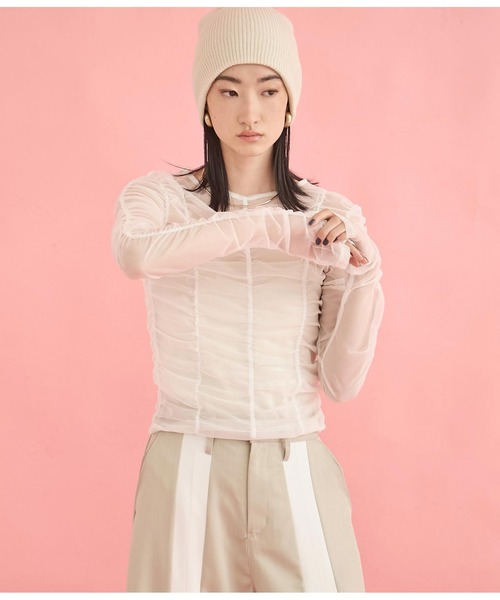 ＜H＞チュールシャーリング プルオーバー H BEAUTY&YOUTH UNITED ARROWS（エイチビューティーアンドユース
