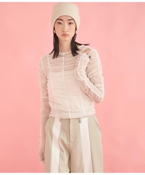 Settimissimo（セッティミッシモ）の「チュール シャーリング プルオーバー（Tシャツ/カットソー・レディース・オフホワイト/ブルー/ブラック・FREE）」の6枚目の写真