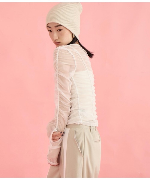 Settimissimo（セッティミッシモ）の「チュール シャーリング プルオーバー（Tシャツ/カットソー・レディース・オフホワイト/ブルー/ブラック・FREE）」の8枚目の写真