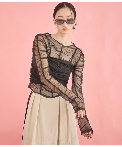 Settimissimo（セッティミッシモ）の「チュール シャーリング プルオーバー（Tシャツ/カットソー・レディース・オフホワイト/ブルー/ブラック・FREE）」の18枚目の写真