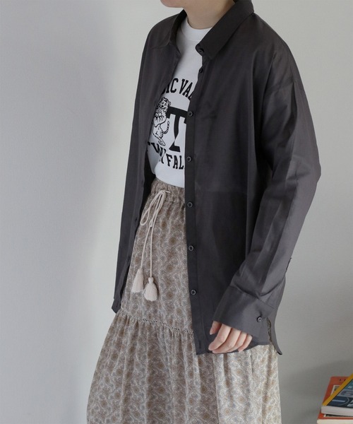 cepo（セポ）の「〈2way〉80/- レギュラーシアーシャツブラウス&カシュクール（シャツ/ブラウス・レディース・イエロー/オフホワイト/チャコール/サックスブルー・M）」の7枚目の写真