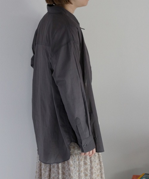 cepo（セポ）の「〈2way〉80/- レギュラーシアーシャツブラウス&カシュクール（シャツ/ブラウス・レディース・イエロー/オフホワイト/チャコール/サックスブルー・M）」の9枚目の写真