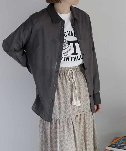 cepo（セポ）の「〈2way〉80/- レギュラーシアーシャツブラウス&カシュクール（シャツ/ブラウス・レディース・イエロー/オフホワイト/チャコール/サックスブルー・M）」の10枚目の写真