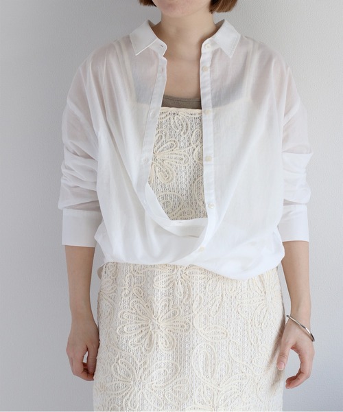 cepo（セポ）の「〈2way〉80/- レギュラーシアーシャツブラウス&カシュクール（シャツ/ブラウス・レディース・イエロー/オフホワイト/チャコール/サックスブルー・M）」の22枚目の写真