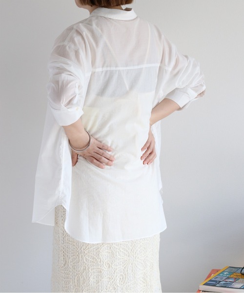 cepo（セポ）の「〈2way〉80/- レギュラーシアーシャツブラウス&カシュクール（シャツ/ブラウス・レディース・イエロー/オフホワイト/チャコール/サックスブルー・M）」の18枚目の写真