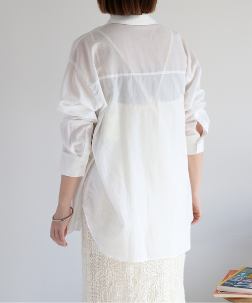 cepo（セポ）の「〈2way〉80/- レギュラーシアーシャツブラウス&カシュクール（シャツ/ブラウス・レディース・イエロー/オフホワイト/チャコール/サックスブルー・M）」の20枚目の写真