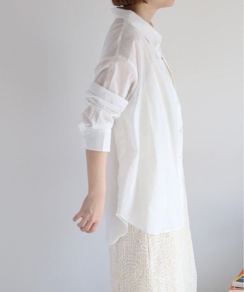 cepo（セポ）の「〈2way〉80/- レギュラーシアーシャツブラウス&カシュクール（シャツ/ブラウス・レディース・イエロー/オフホワイト/チャコール/サックスブルー・M）」の21枚目の写真