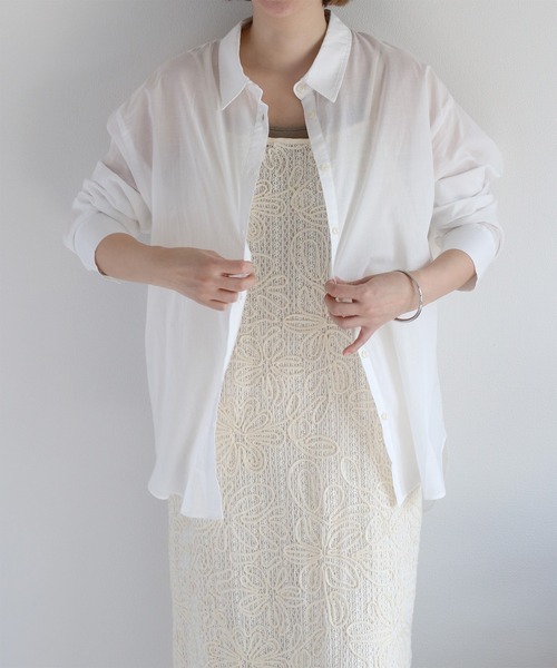 cepo（セポ）の「〈2way〉80/- レギュラーシアーシャツブラウス&カシュクール（シャツ/ブラウス・レディース・イエロー/オフホワイト/チャコール/サックスブルー・M）」の16枚目の写真