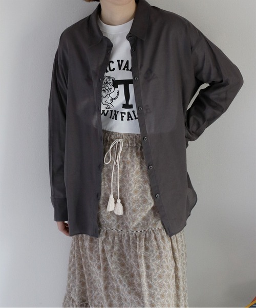 cepo（セポ）の「〈2way〉80/- レギュラーシアーシャツブラウス&カシュクール（シャツ/ブラウス・レディース・イエロー/オフホワイト/チャコール/サックスブルー・M）」の6枚目の写真