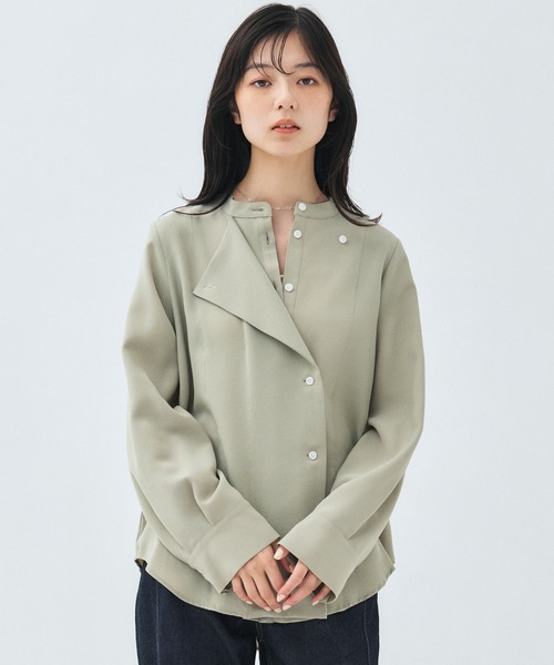 PUBLIC TOKYO(パブリックトウキョウ)の「ターンバックバンドカラーシャツ(シャツ/ブラウス・レディース・ダークグレー/グリーン・FREE)」の22枚目の写真