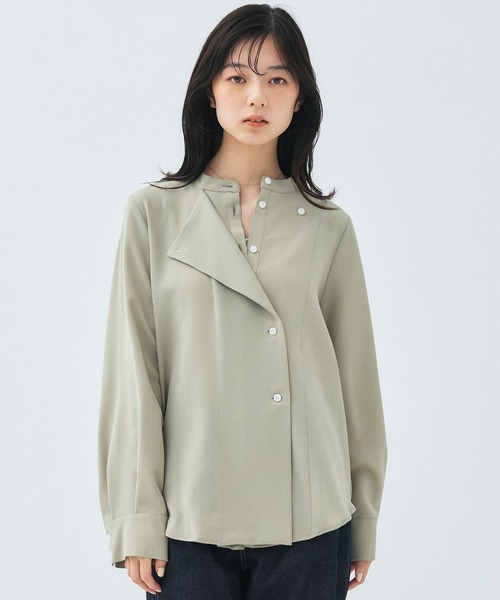 PUBLIC TOKYO(パブリックトウキョウ)の「ターンバックバンドカラーシャツ(シャツ/ブラウス・レディース・ダークグレー/グリーン・FREE)」の21枚目の写真