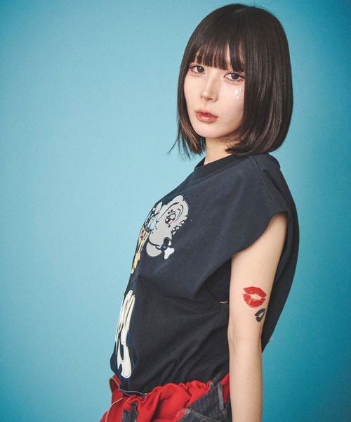 GALFY(ガルフィー)の「GALFY-袖を忘れしTee(タンクトップ・メンズ・チャコール/ホワイト/ブラック・L/XL)」の14枚目の写真