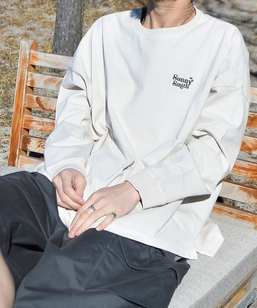 tシャツ 「SUNNY SMITH」ヤシの木ロゴ ワンポイント刺繍ピグメント加工ロングスリーブTシャツ レディース メンズ セール】【SUNNY SMITH】ヤシの木ロゴ ワンポイント刺繍