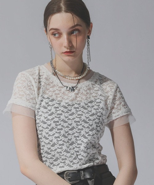 HARE(ハレ)の「レイヤードレースT(HARE)(Tシャツ/カットソー・レディース・ブラック/ホワイト・FREE)」の19枚目の写真
