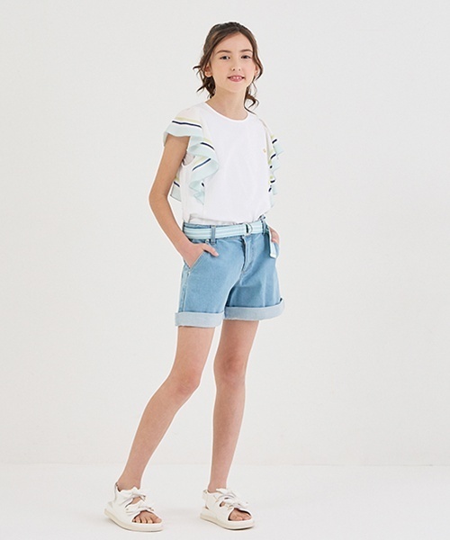 セール】ガールズ ラッフルスリーブTシャツ（Tシャツ/カットソー