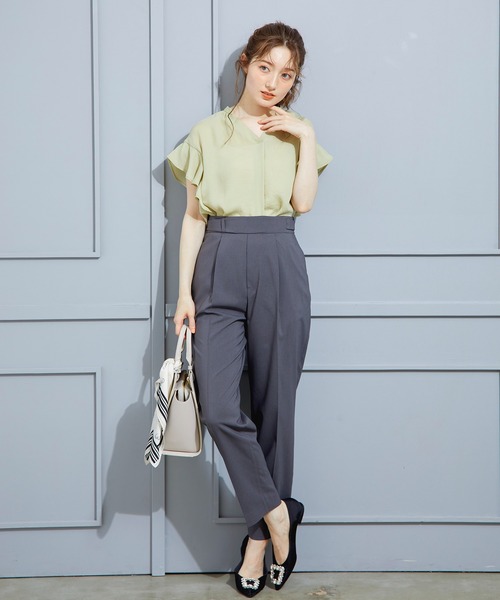 12Twelve Agenda（トゥエルブ　アジェンダ）の「NANOTEXキーネックフリルスリーブブラウス（シャツ/ブラウス・レディース・オフホワイト/ネイビー/イエロー/コーラル・M）」の18枚目の写真