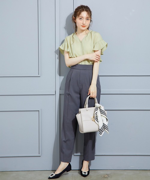 12Twelve Agenda（トゥエルブ　アジェンダ）の「NANOTEXキーネックフリルスリーブブラウス（シャツ/ブラウス・レディース・オフホワイト/ネイビー/イエロー/コーラル・M）」の19枚目の写真