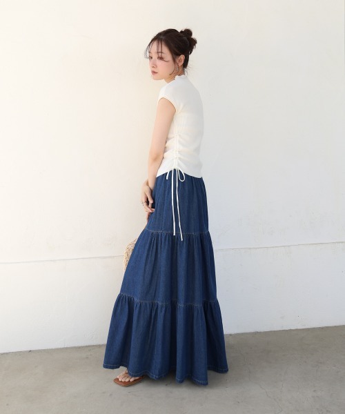 Bab(バブ)の「プチハイネックサイドシャーリングトップス(Tシャツ/カットソー・レディース・グレー/ブラック/アイボリー/ブラウン・M)」の9枚目の写真