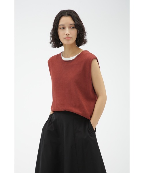 MARGARET HOWELL サマーニット S ボルドー リネン カシミア新