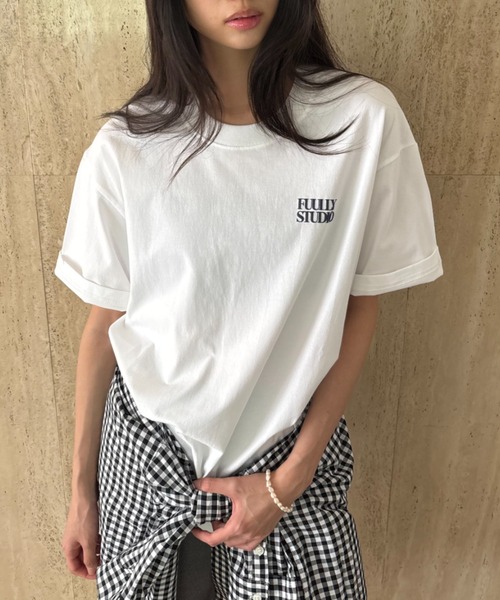FUULLY STUDIO(フーリィーステューディオ)の「FUULLY STUDIOオリジナルT(Tシャツ/カットソー・レディース・ネイビー/ピンク/ホワイト/ライトイエロー・FREE)」の1枚目の写真