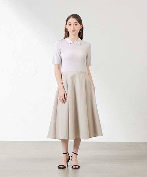 amaca(アマカ)の「布帛コンビニットワンピース(ワンピース・レディース・ベージュ/ダークネイビー・38/40)」の8枚目の写真