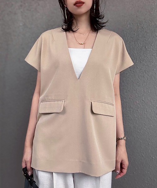tシャツ リネンライクフラップポケットプルオーバー レディース リネンライクフラップポケットプルオーバー Emma Taylor