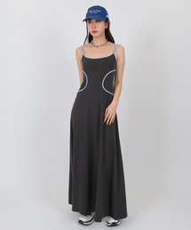 bicolor piping camisole one piece