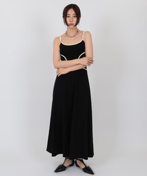 bicolor piping camisole one piece