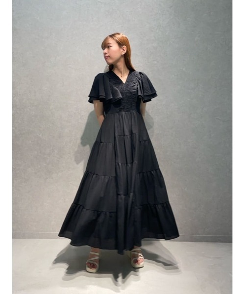 【みか・取り置き中】and Couture　半袖ワンピース　赤 マーメイドスカート 胸元開き 半袖ミディアムスレンダー