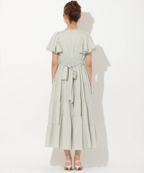 AND COUTURE(アンドクチュール)の「ギャザーVネックティアードワンピース(ワンピース・レディース・ボルドー/サックスブルー/ブラック/オフホワイト/ミント・FREE)」の8枚目の写真