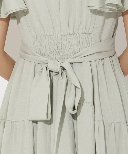 AND COUTURE(アンドクチュール)の「ギャザーVネックティアードワンピース(ワンピース・レディース・ボルドー/サックスブルー/ブラック/オフホワイト/ミント・FREE)」の11枚目の写真