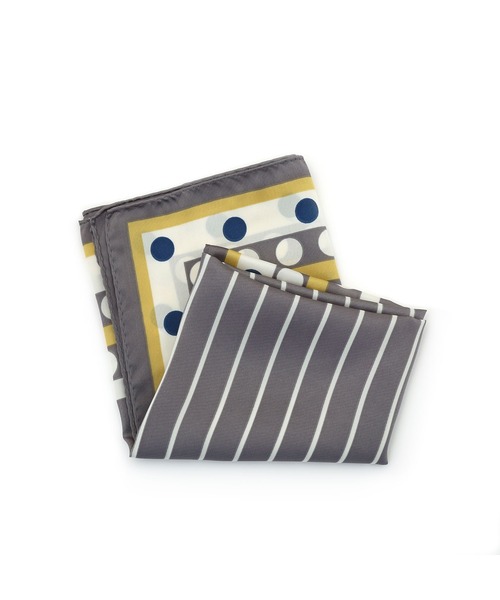 colleca la(コレカラ)の「ストライプ×ドット柄スカーフ(バンダナ/スカーフ・レディース・グレー/ベージュ・FREE)」の7枚目の写真