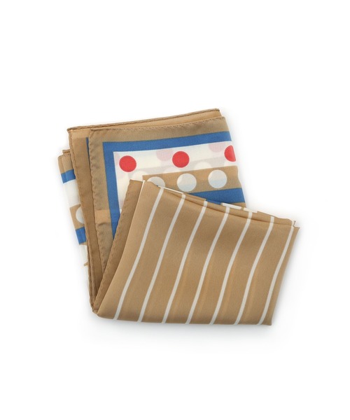 colleca la(コレカラ)の「ストライプ×ドット柄スカーフ(バンダナ/スカーフ・レディース・グレー/ベージュ・FREE)」の6枚目の写真