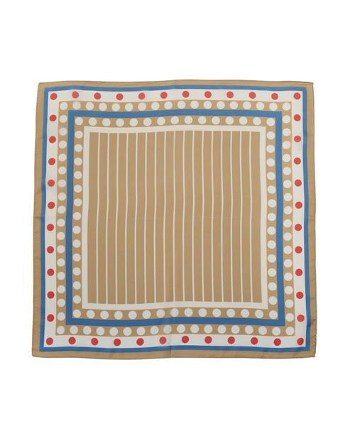 colleca la(コレカラ)の「ストライプ×ドット柄スカーフ(バンダナ/スカーフ・レディース・グレー/ベージュ・FREE)」の4枚目の写真