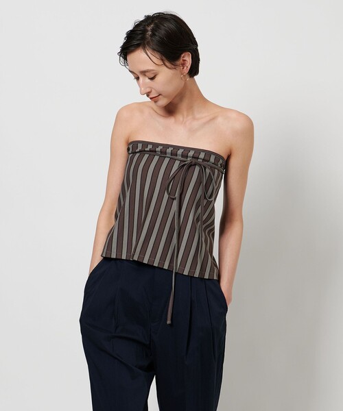 TO UNITED ARROWS（トゥーユナイテッドアローズ）の「【別注】＜CURRENTAGE for TO UNITED ARROWS＞ストライプ パンツ（その他パンツ・レディース・ダークブラウン・FREE）」の5枚目の写真