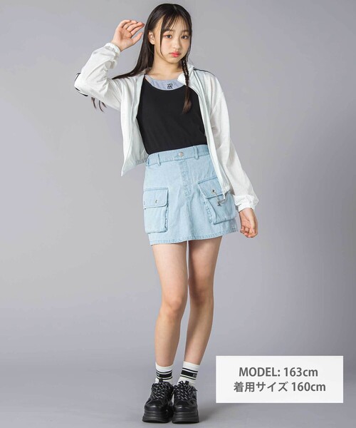 ZIDDY（ジディ）の「チェーン付きショートボトム(130~160cm)（スカート・キッズ・ブルー/グレー・150cm/140cm/130cm/FREE）」の3枚目の写真