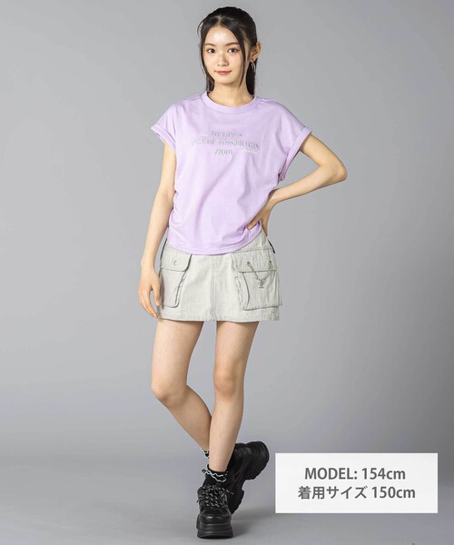 ZIDDY（ジディ）の「チェーン付きショートボトム(130~160cm)（スカート・キッズ・ブルー/グレー・150cm/140cm/130cm/FREE）」の4枚目の写真