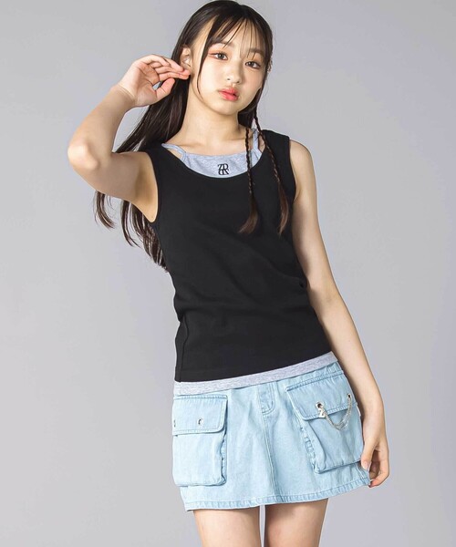 ZIDDY（ジディ）の「チェーン付きショートボトム(130~160cm)（スカート・キッズ・ブルー/グレー・150cm/140cm/130cm/FREE）」の5枚目の写真