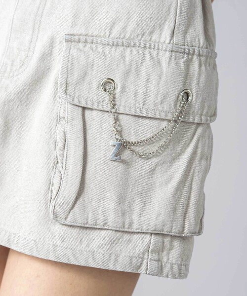 ZIDDY（ジディ）の「チェーン付きショートボトム(130~160cm)（スカート・キッズ・ブルー/グレー・150cm/140cm/130cm/FREE）」の7枚目の写真
