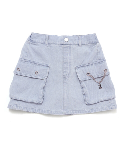ZIDDY（ジディ）の「チェーン付きショートボトム(130~160cm)（スカート・キッズ・ブルー/グレー・150cm/140cm/130cm/FREE）」の9枚目の写真