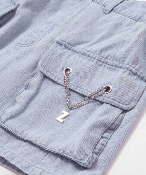 ZIDDY（ジディ）の「チェーン付きショートボトム(130~160cm)（スカート・キッズ・ブルー/グレー・150cm/140cm/130cm/FREE）」の12枚目の写真