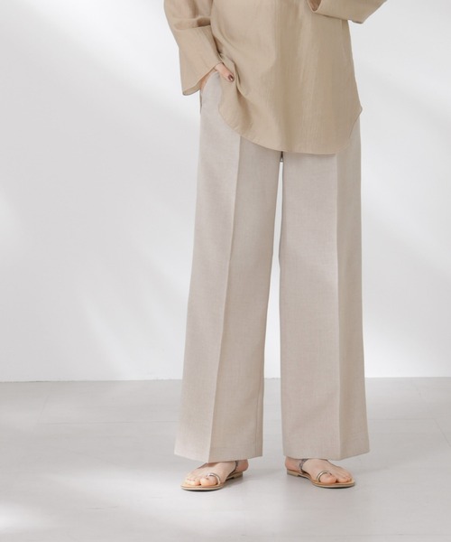 NANO universe（ナノユニバース）の「リネンライクセンタープレスタックパンツ(セットアップ可)（その他パンツ・レディース・ブラウン/ベージュ/チャコール・FREE）」の3枚目の写真
