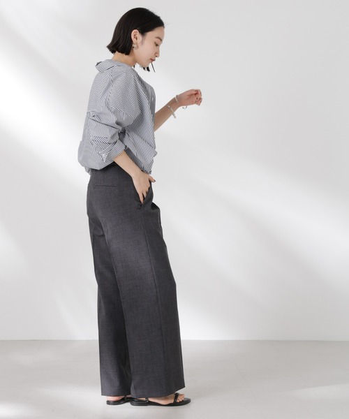 NANO universe（ナノユニバース）の「リネンライクセンタープレスタックパンツ(セットアップ可)（その他パンツ・レディース・ブラウン/ベージュ/チャコール・FREE）」の7枚目の写真