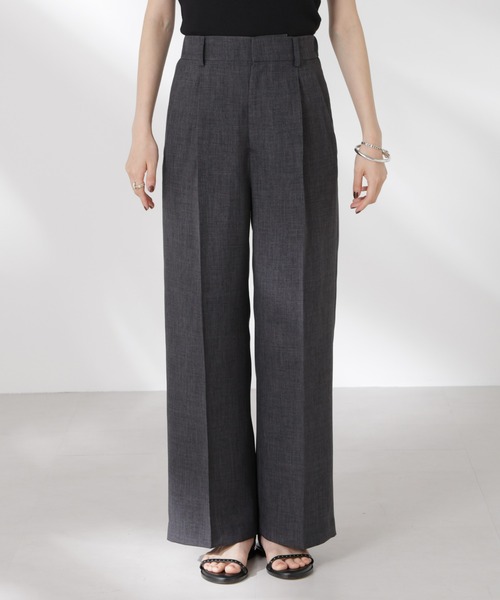 NANO universe（ナノユニバース）の「リネンライクセンタープレスタックパンツ(セットアップ可)（その他パンツ・レディース・ブラウン/ベージュ/チャコール・FREE）」の10枚目の写真