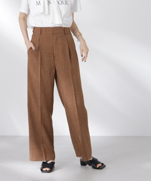 NANO universe（ナノユニバース）の「リネンライクセンタープレスタックパンツ(セットアップ可)（その他パンツ・レディース・ブラウン/ベージュ/チャコール・FREE）」の20枚目の写真